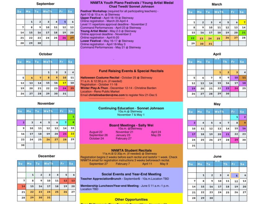 Calendar Northern Nevada Music Teachers Association