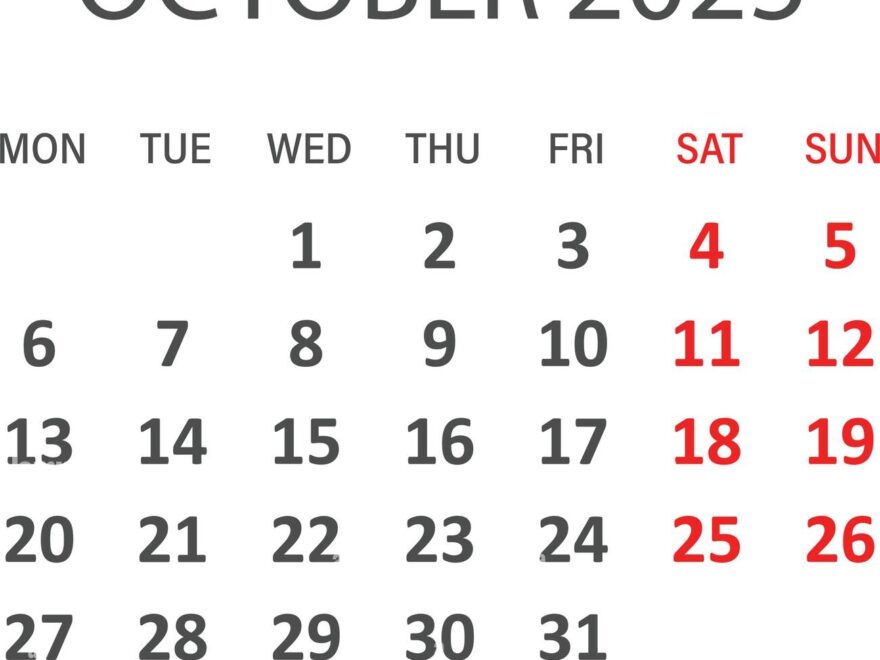 Calendar October 2025 Stock Vector Images Alamy