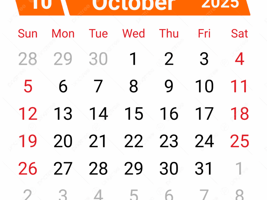 Calendar October 2025 Vector Calendar October 2025 Calendar 2025 October 2025 PNG And Vector With Transparent Background For Free Download