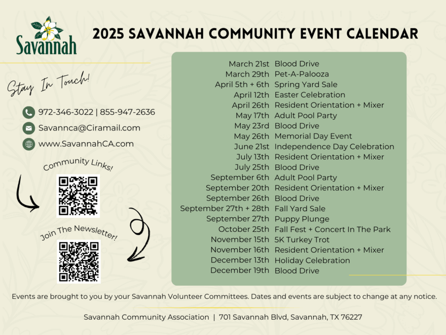 Calendar Savannah