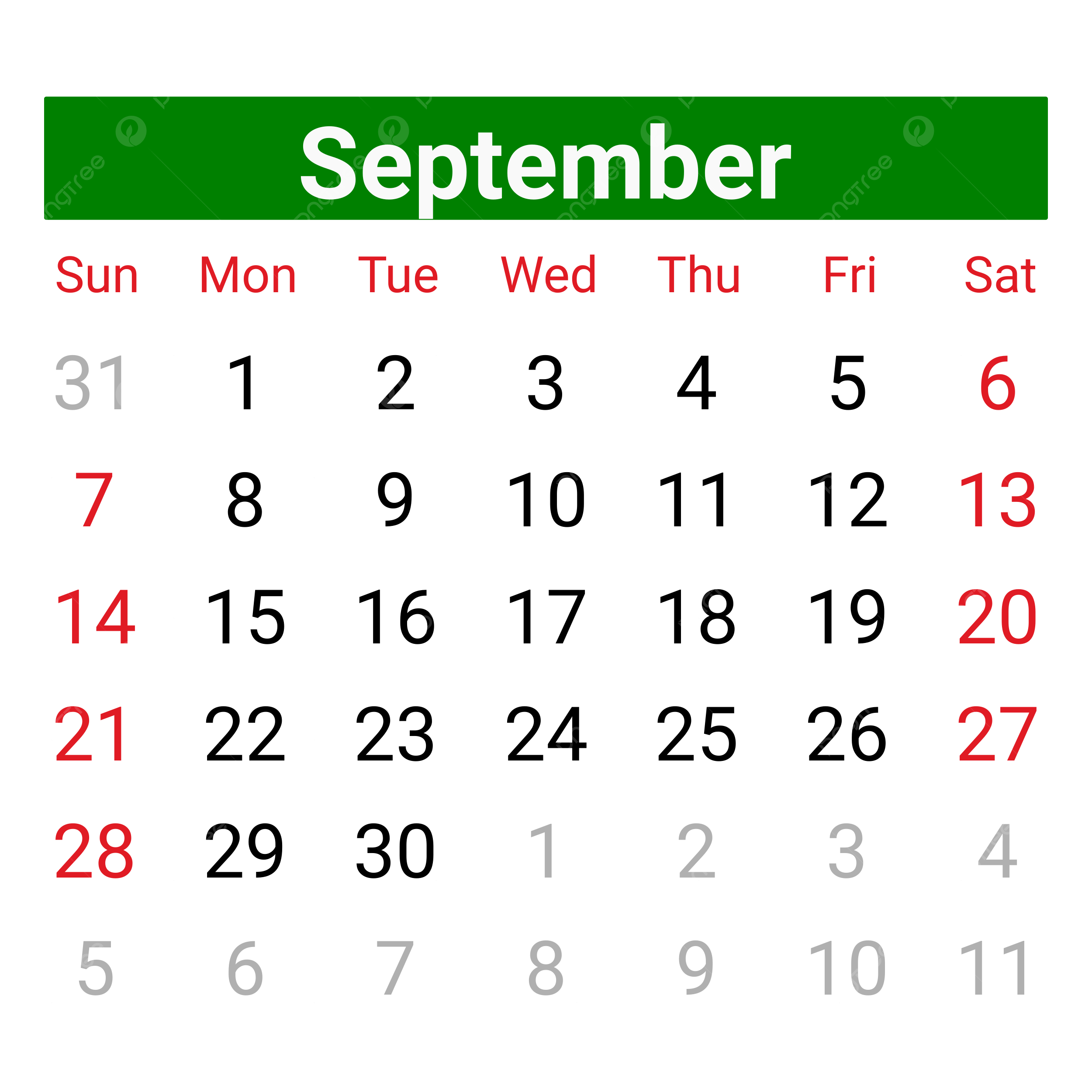 September 2025 Calendar Large