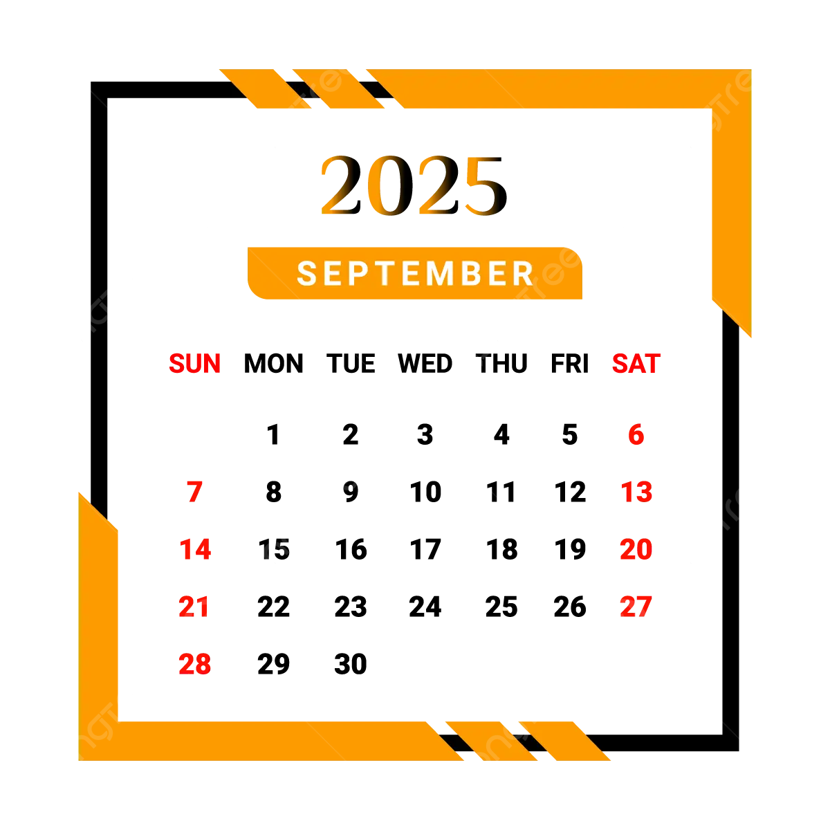 Calendario Del Mes De Septiembre De 2025 Con Estilo nico Amarillo Y Negro Vector PNG dibujos Calendario Mensual Calendario Septiembre 2025 PNG Y Vector Para Descargar Gratis Pngtree