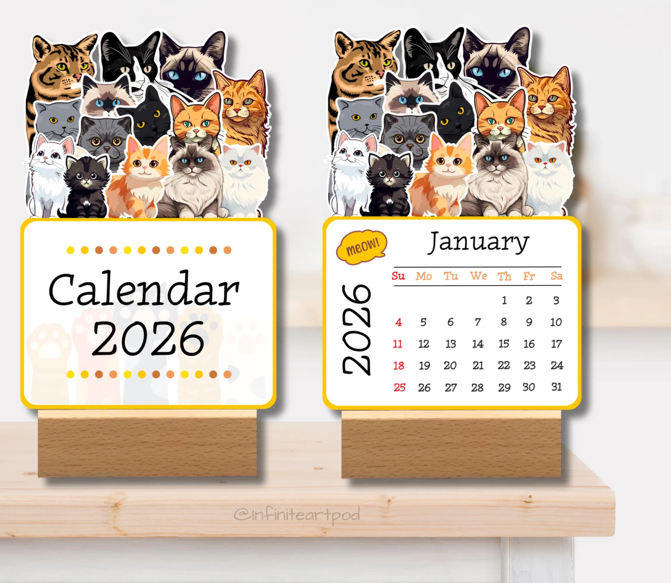 Printable Calendar 2026 Cat
