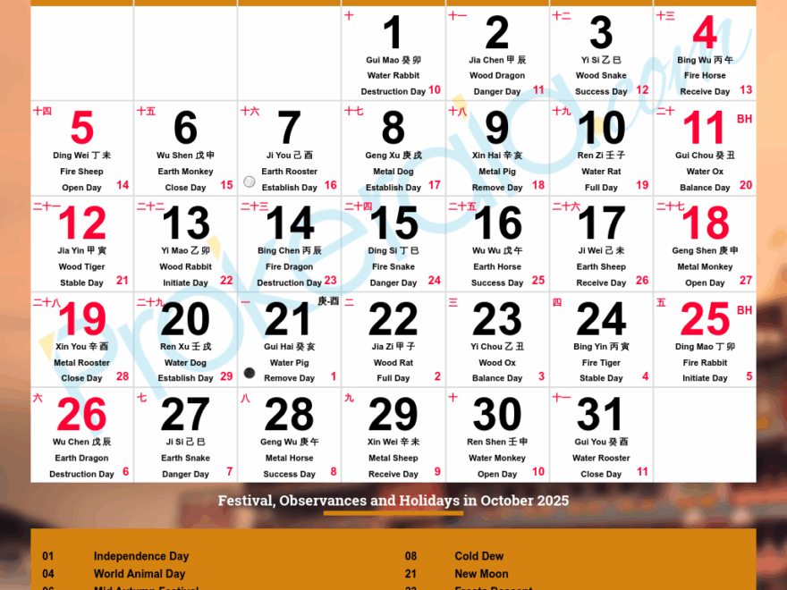 Chinese Calendar 2025 Festivals Holidays 2025