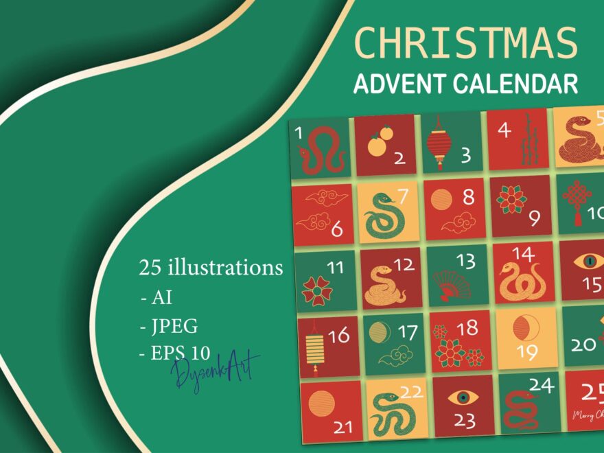 CHRISTMAS SNAKE Advent Calendar 2025 By Dysenkart TheHungryJPEG