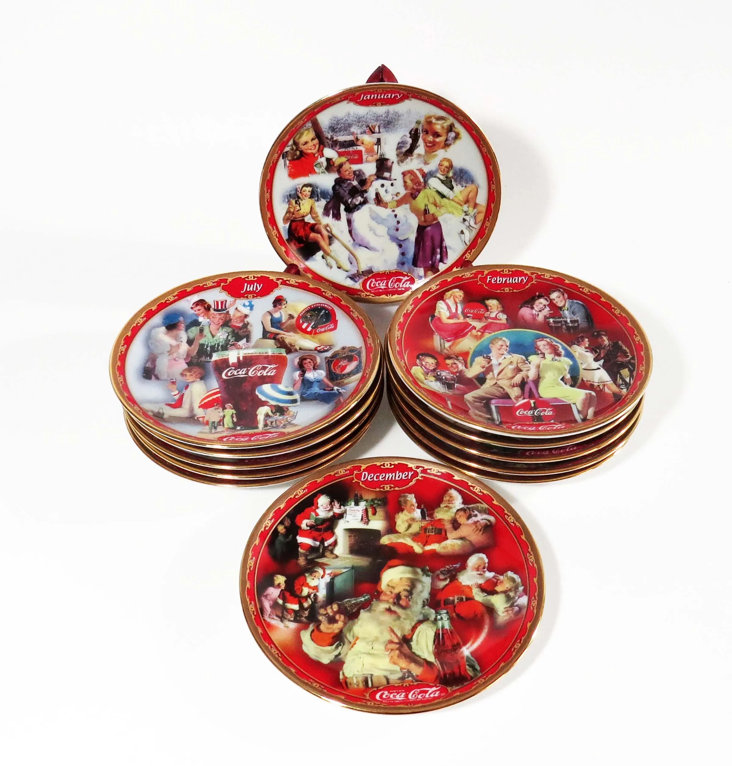 COCA COLA CALENDAR Plates By Bradford Exchange 1999 2000 Complete Set 12 With One For Each Month Of The Year Etsy