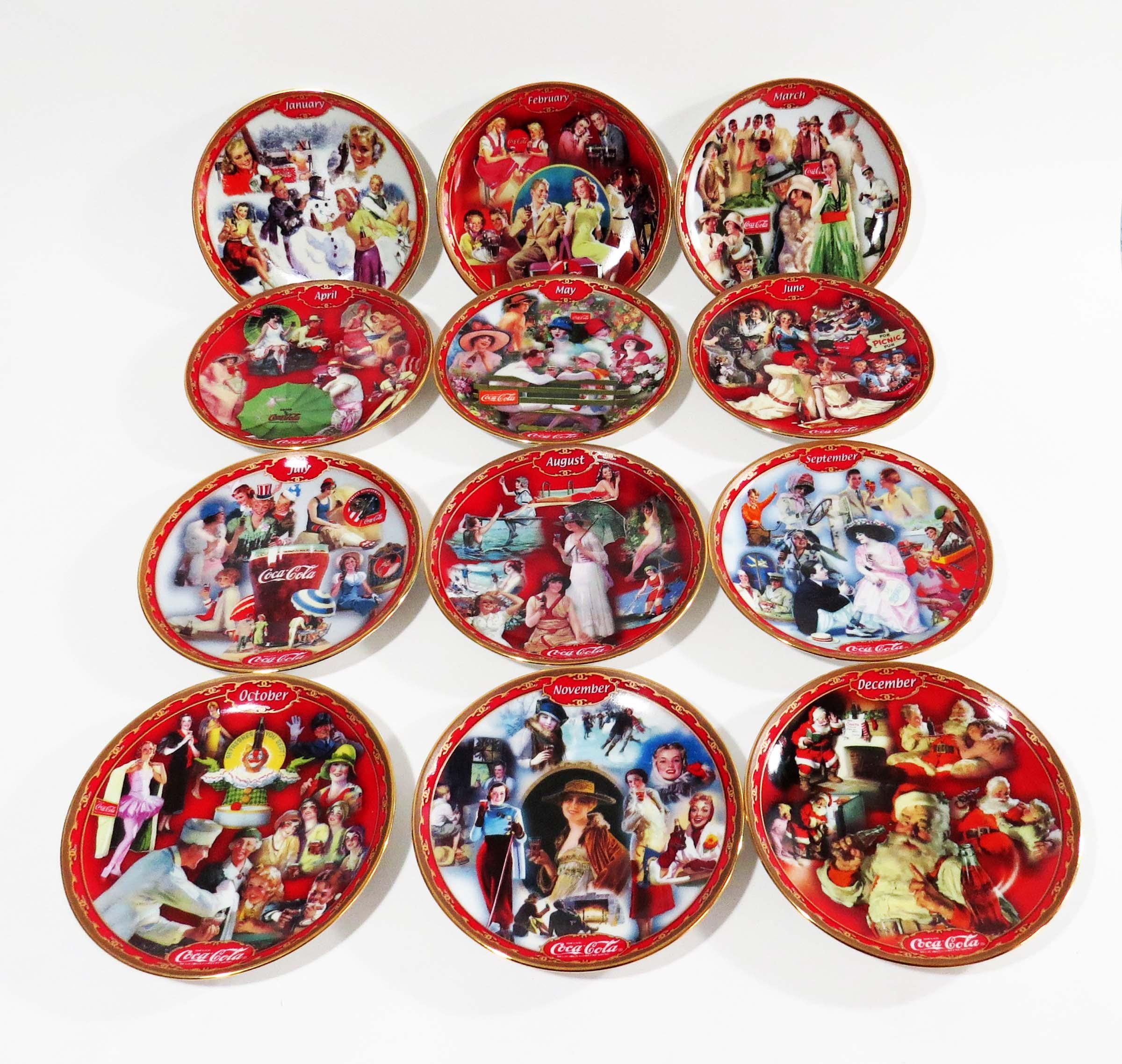 COCA COLA CALENDAR Plates By Bradford Exchange 1999 2000 Complete Set 12 With One For Each Month Of The Year Etsy