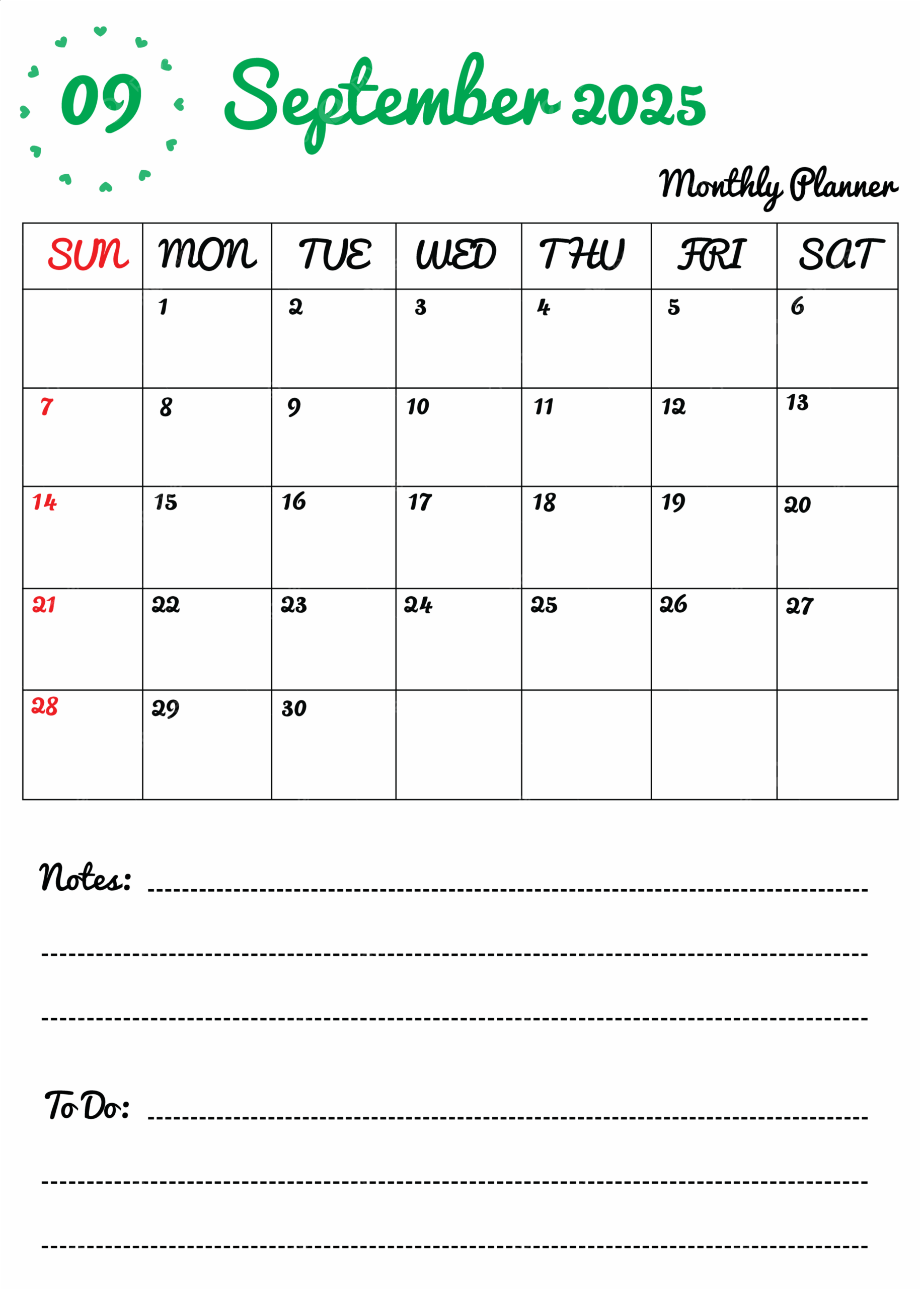 Colorful Monthly Planner Calendar Template September 2025 Cute Design Vector Template Download On Pngtree