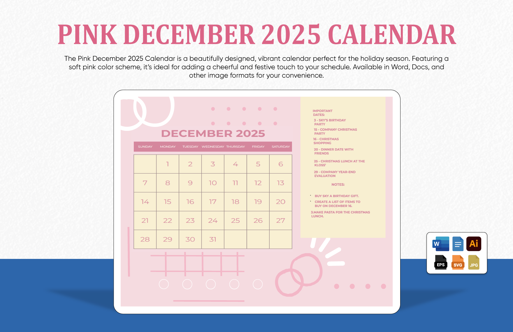 Blank 2025 December Calendar