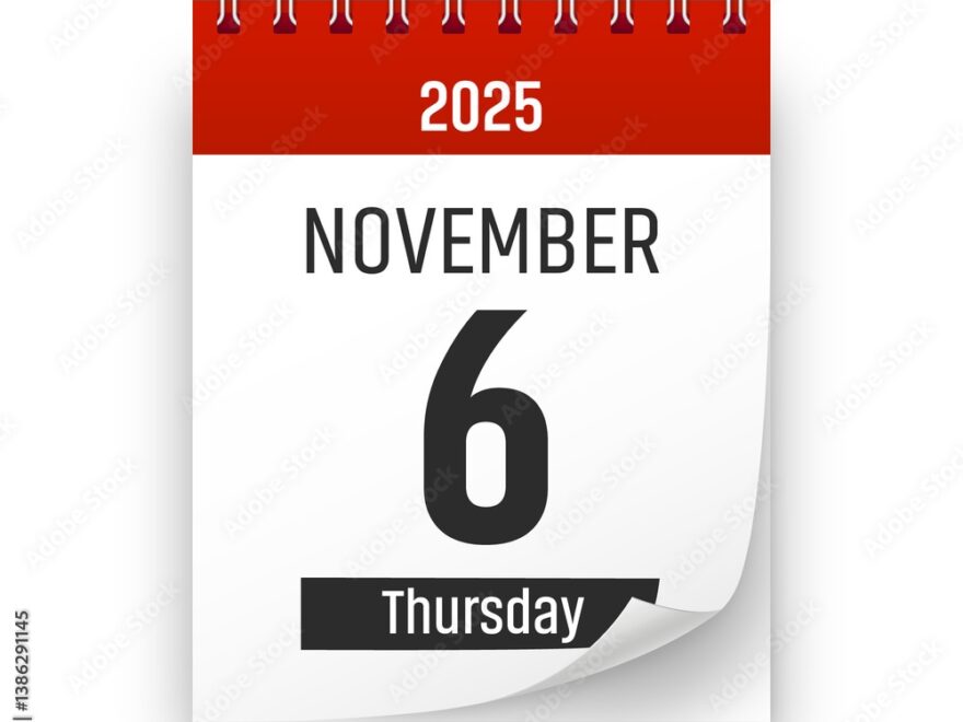 Date 6 November 2025 Year Realistic Calendar Day Page Design November 6 Transparent Png Stock Illustration Adobe Stock