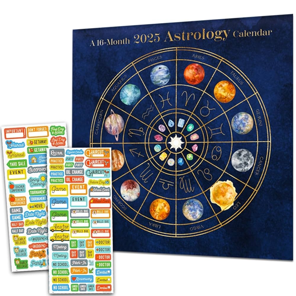 DateWorks Astrology Calendar 2025 Deluxe 2025 Horoscope Mini Calendar Bundle With Over 100 Calendar Stickers Astral Zodiac Gifts Office Supplies Buy Online At Best Price In UAE Amazon ae