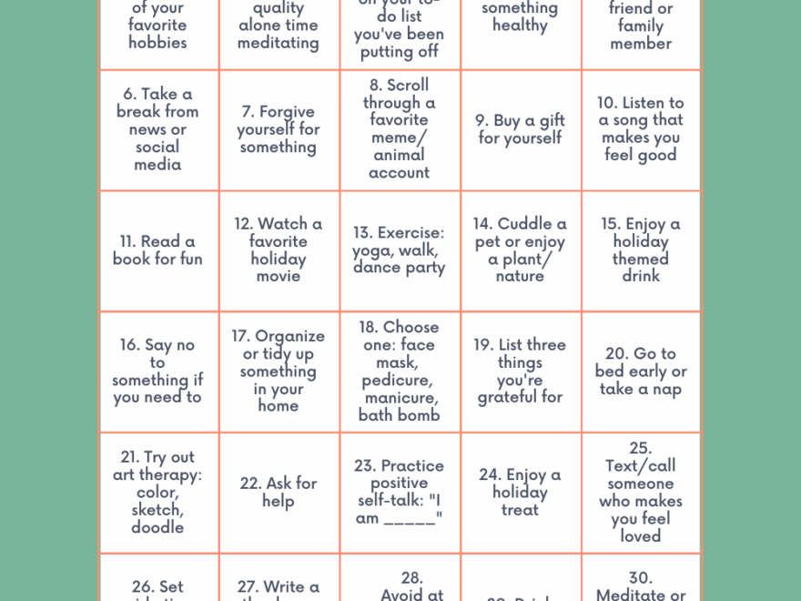 December 2020 31 Days Of Self Care The Burnout Book