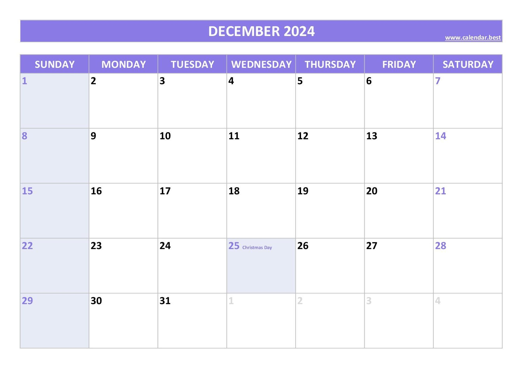 December 2024 Calendar Calendar best