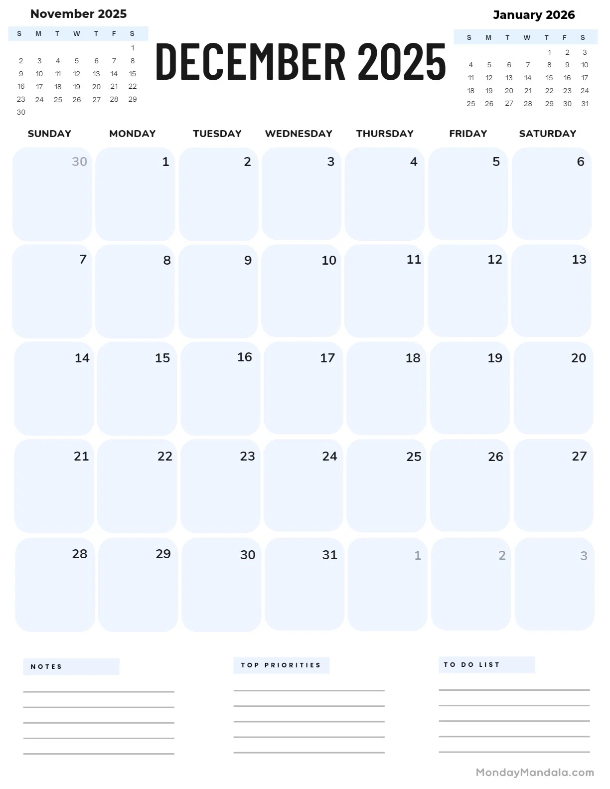 December 2025 Calendar 52 Free PDF Printables 