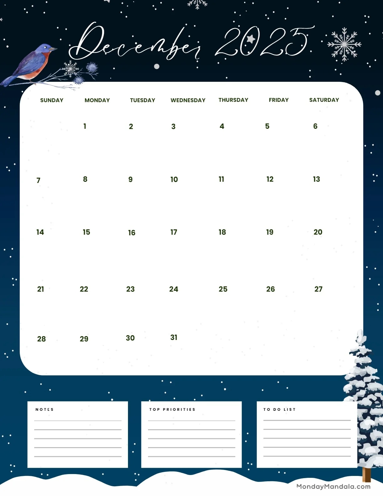 December 2025 Calendar 52 Free PDF Printables 
