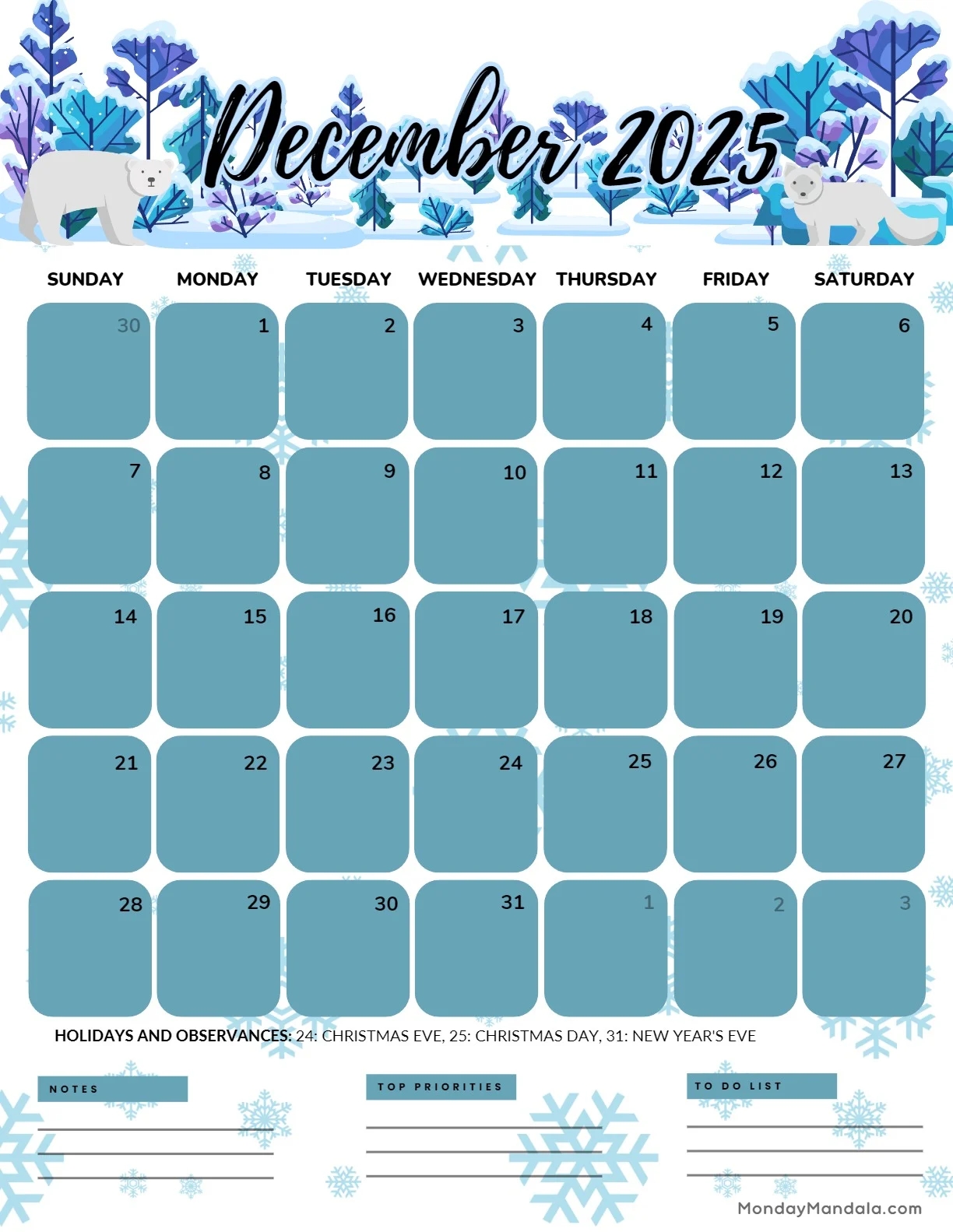 December 2025 Calendar 52 Free PDF Printables 