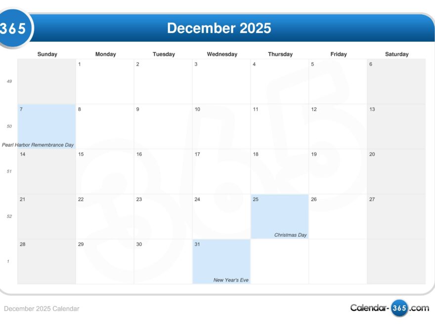 December 2025 Calendar