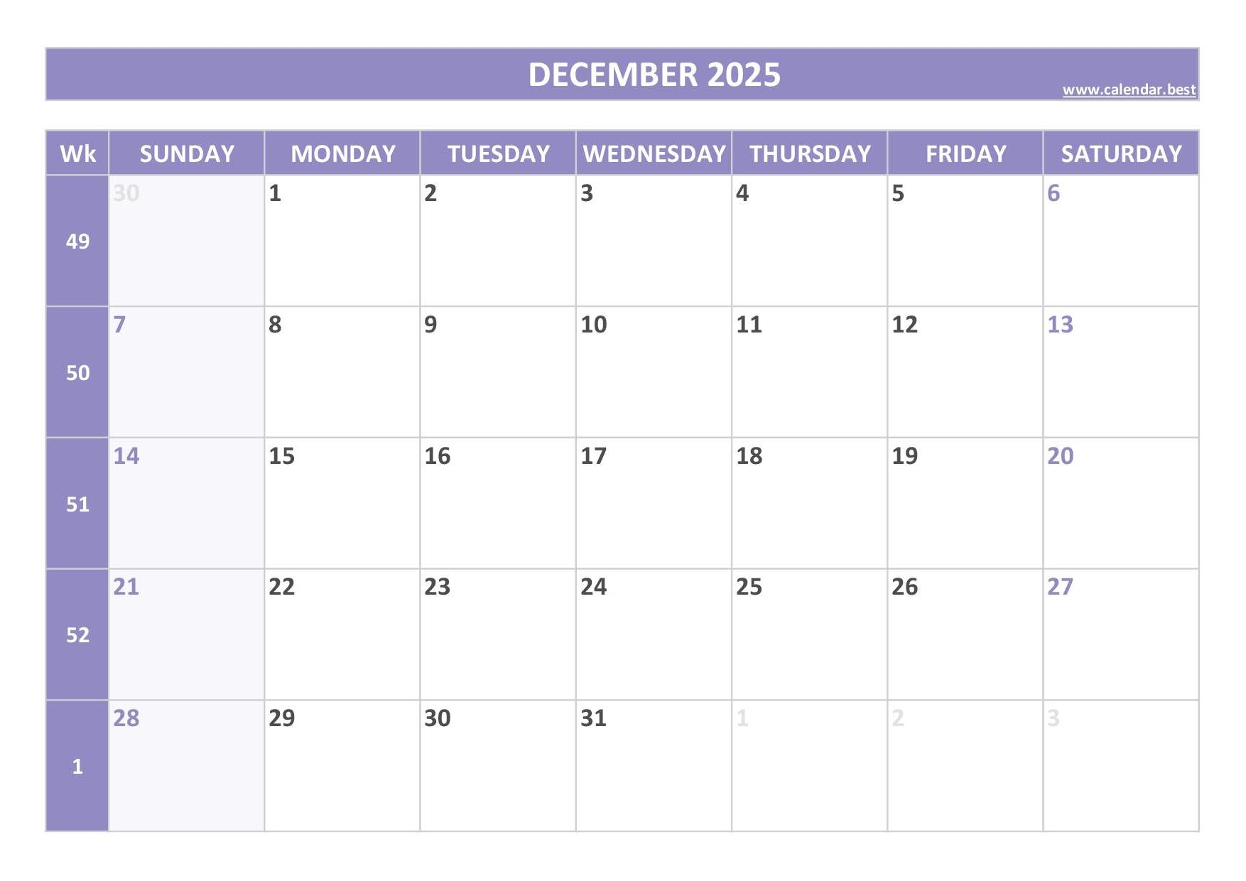 December And January Calendar 2025
