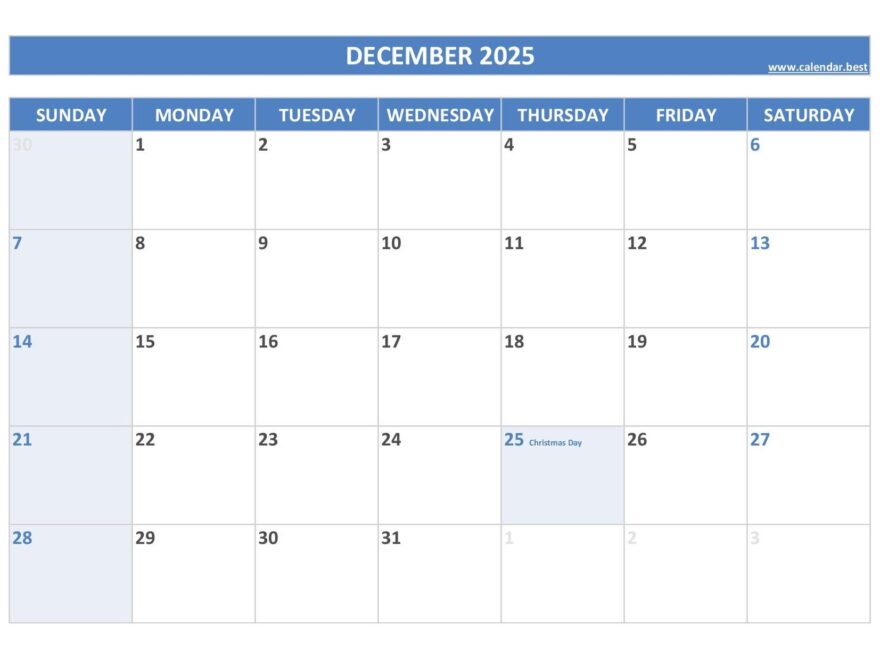 December 2025 Calendar Calendar best
