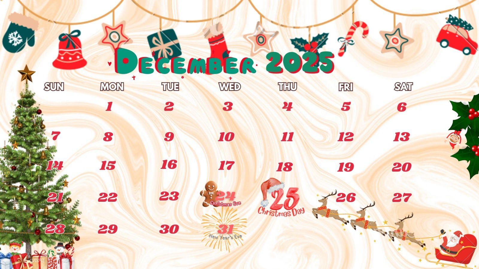 DECEMBER 2025 CALENDAR FOR DESKTOP OR PRINTING By Jarlborolights Raket PH