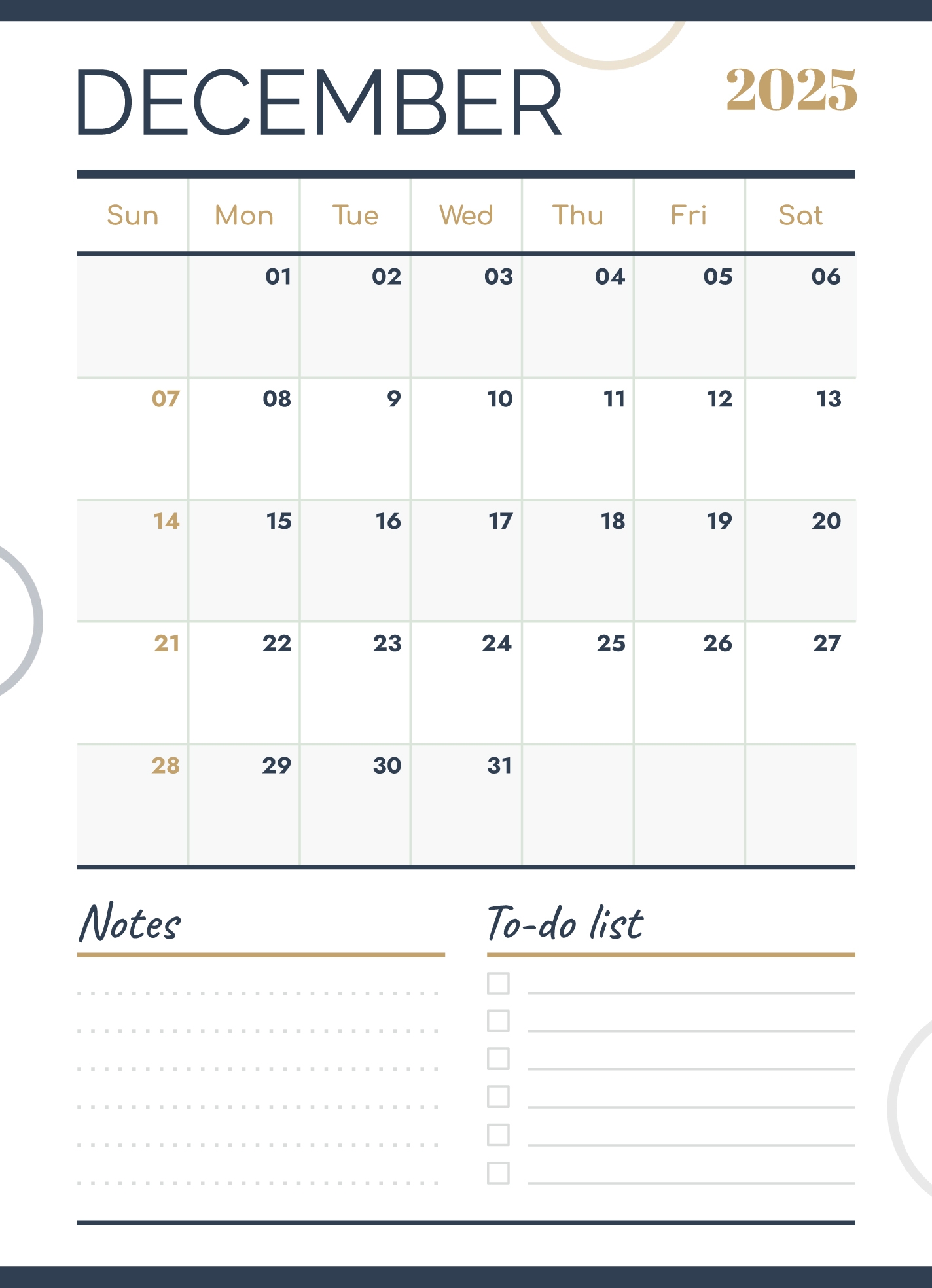 Free Calendar December 2025