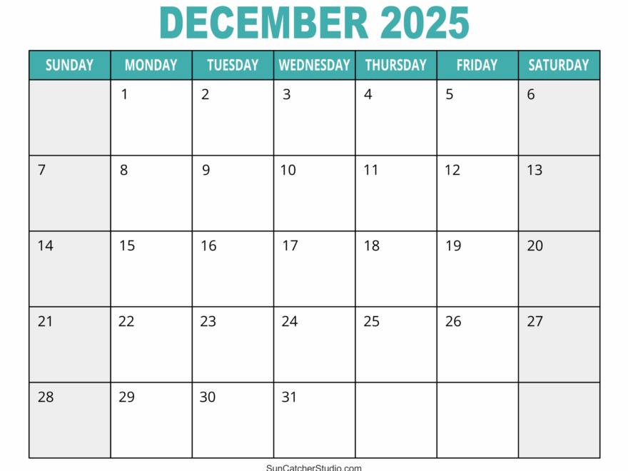 December 2025 Calendar Free Printable Free Printables Monograms Design Tools Patterns DIY Projects