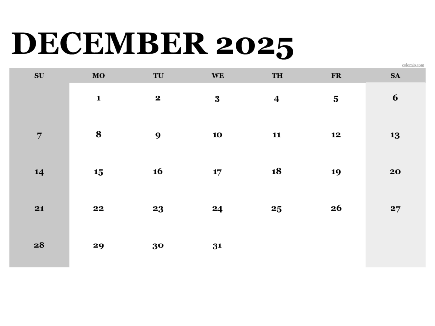December 2025 Calendar Free Printable PDF XLS And PNG Www colomio