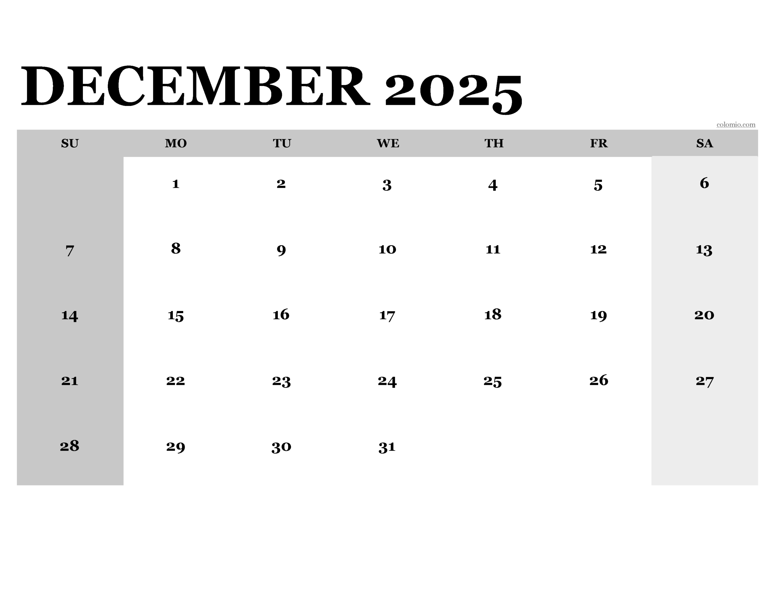 December 2025 Calendar Free Printable PDF XLS And PNG Www colomio