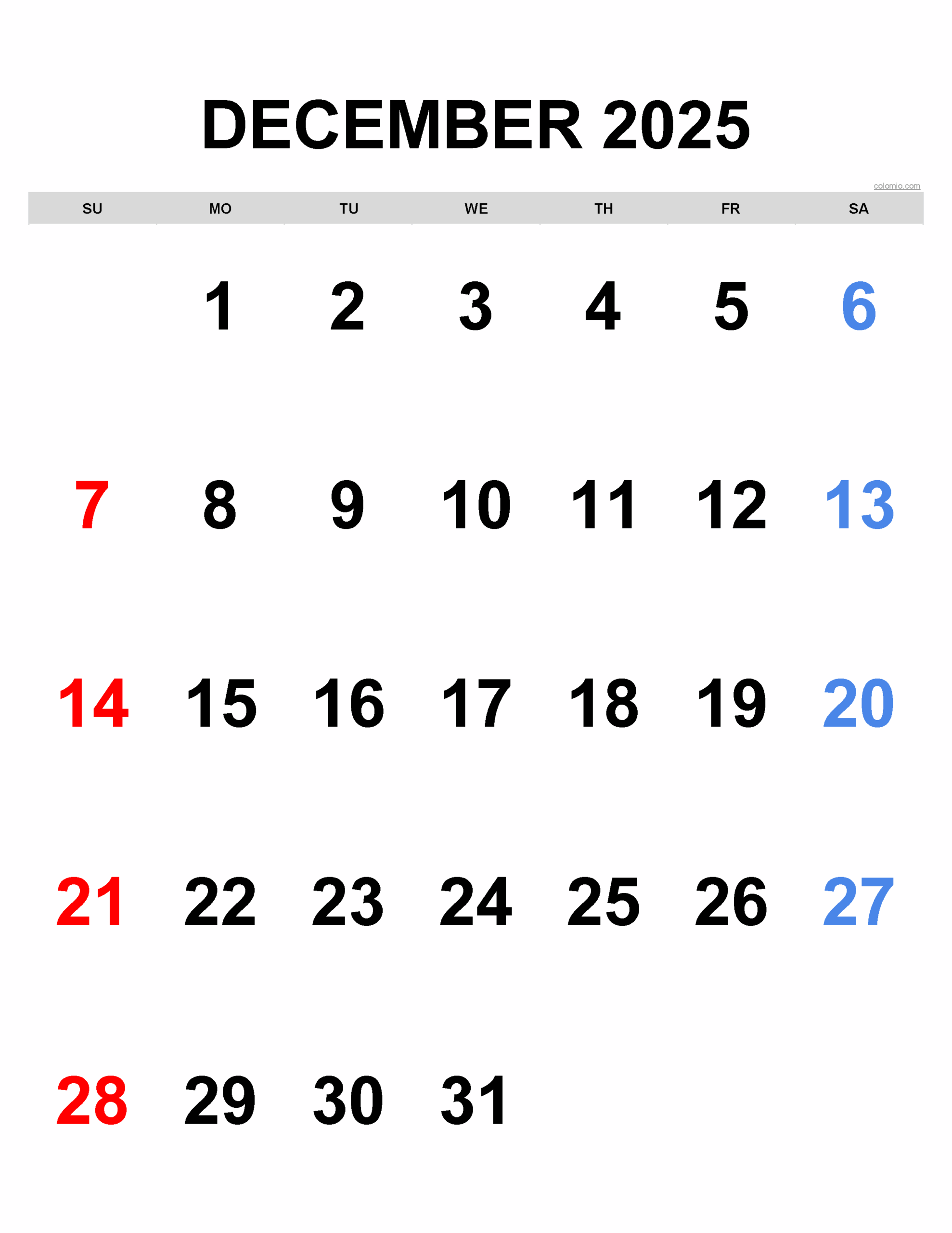 December 2025 Calendar Free Printable PDF XLS And PNG Www colomio