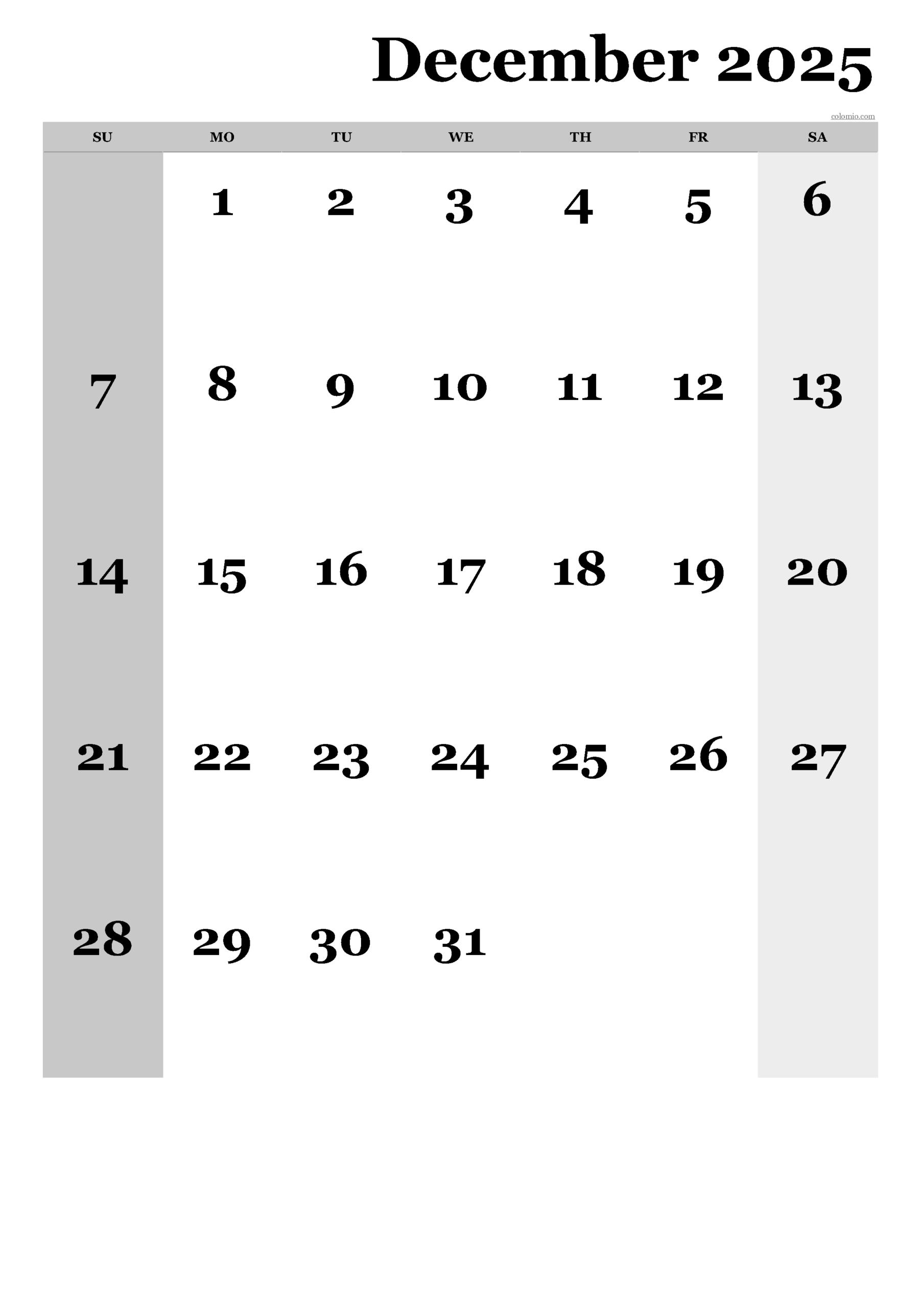 December 2025 Calendar Free Printable PDF XLS And PNG Www colomio