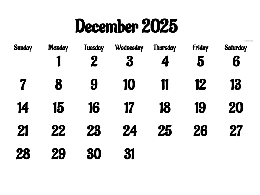 December 2025 Calendar Free Printable PDF XLS And PNG Www colomio