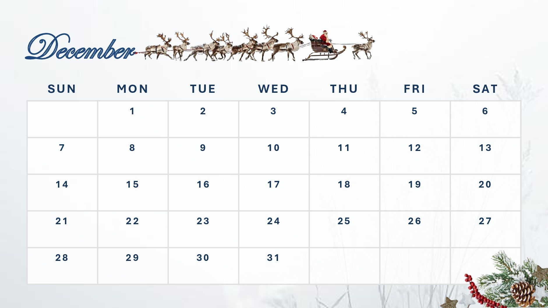 December 2025 Calendar Free Printable Templates Slidedad