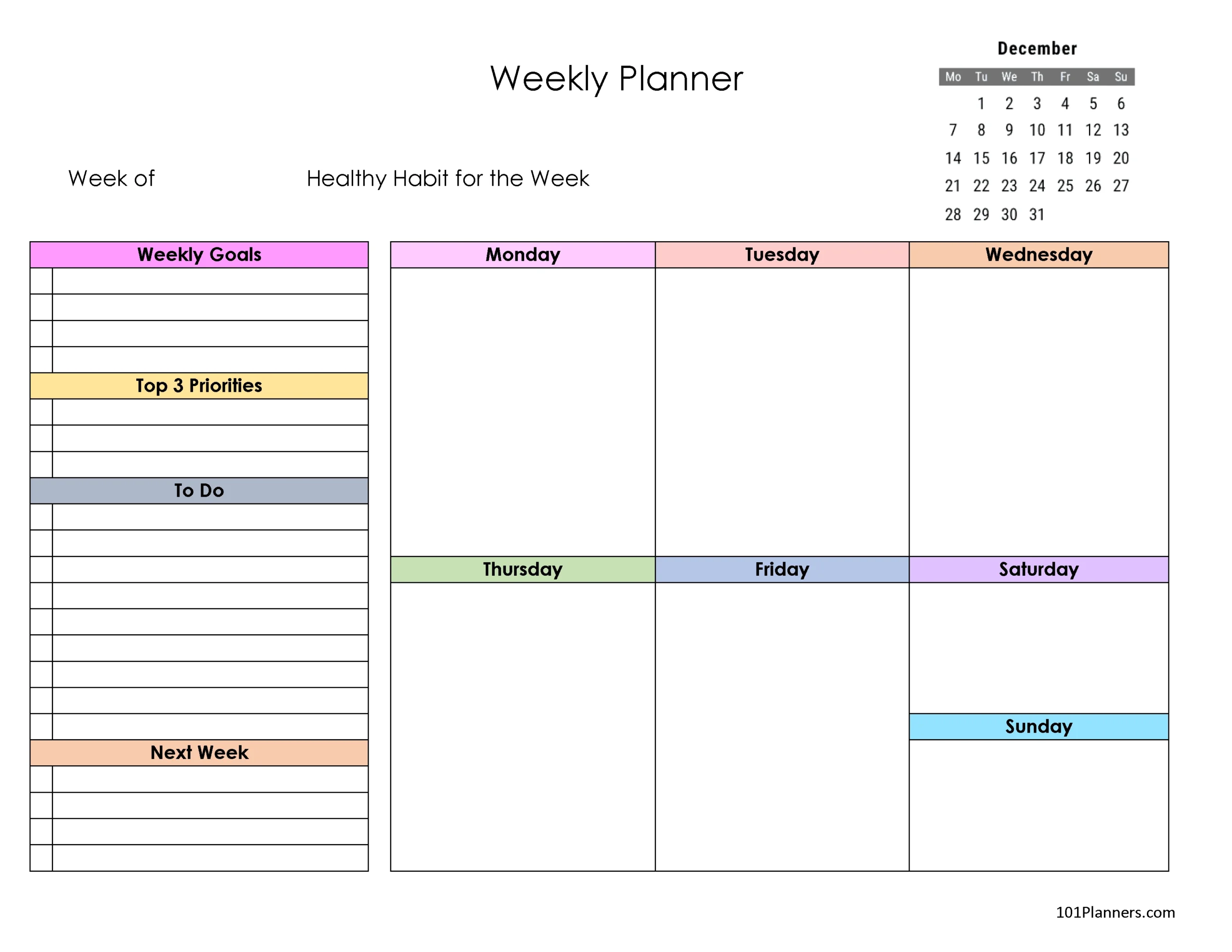 December 2025 Calendar Instant Download