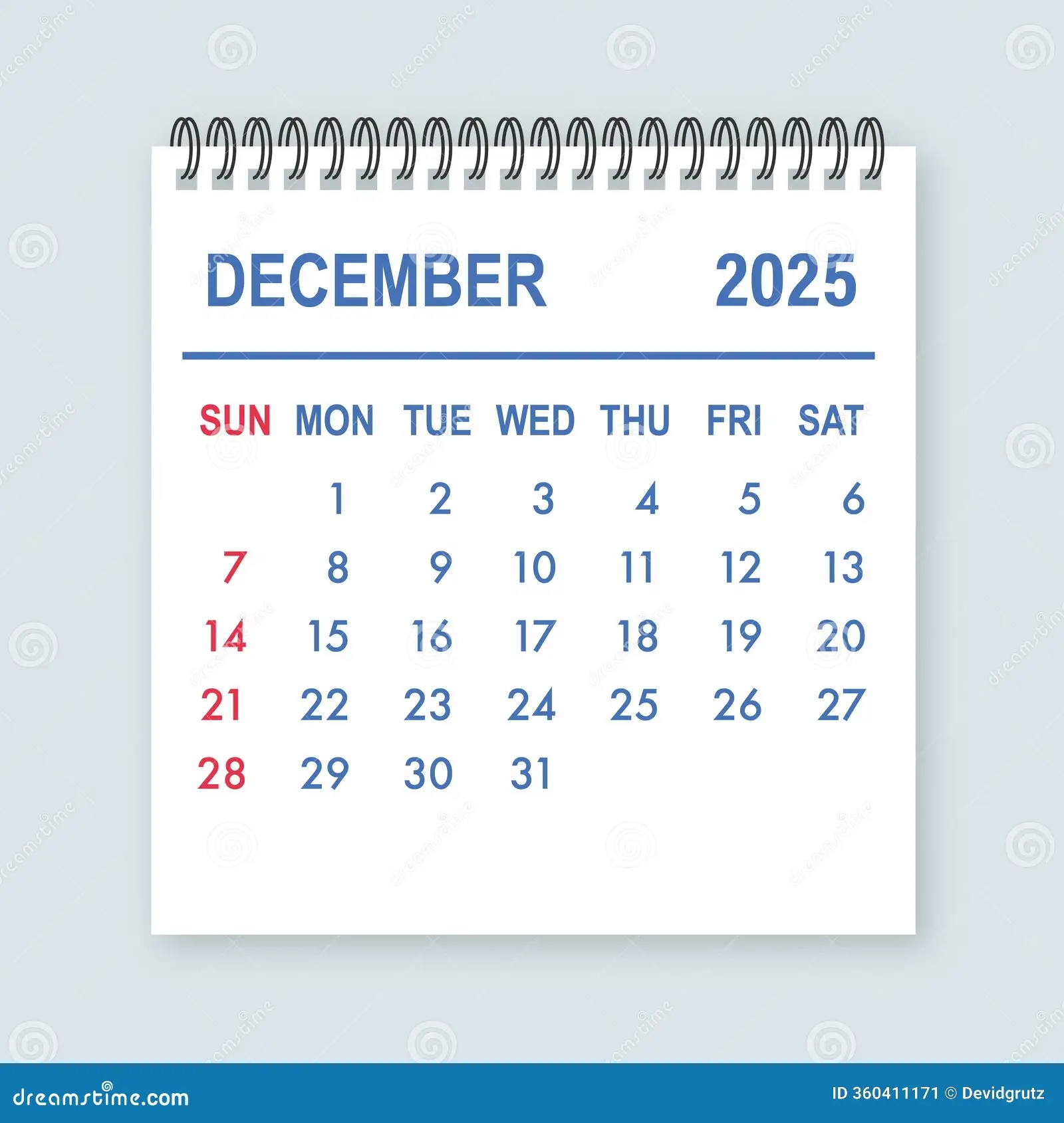 Calendar Month December 2025
