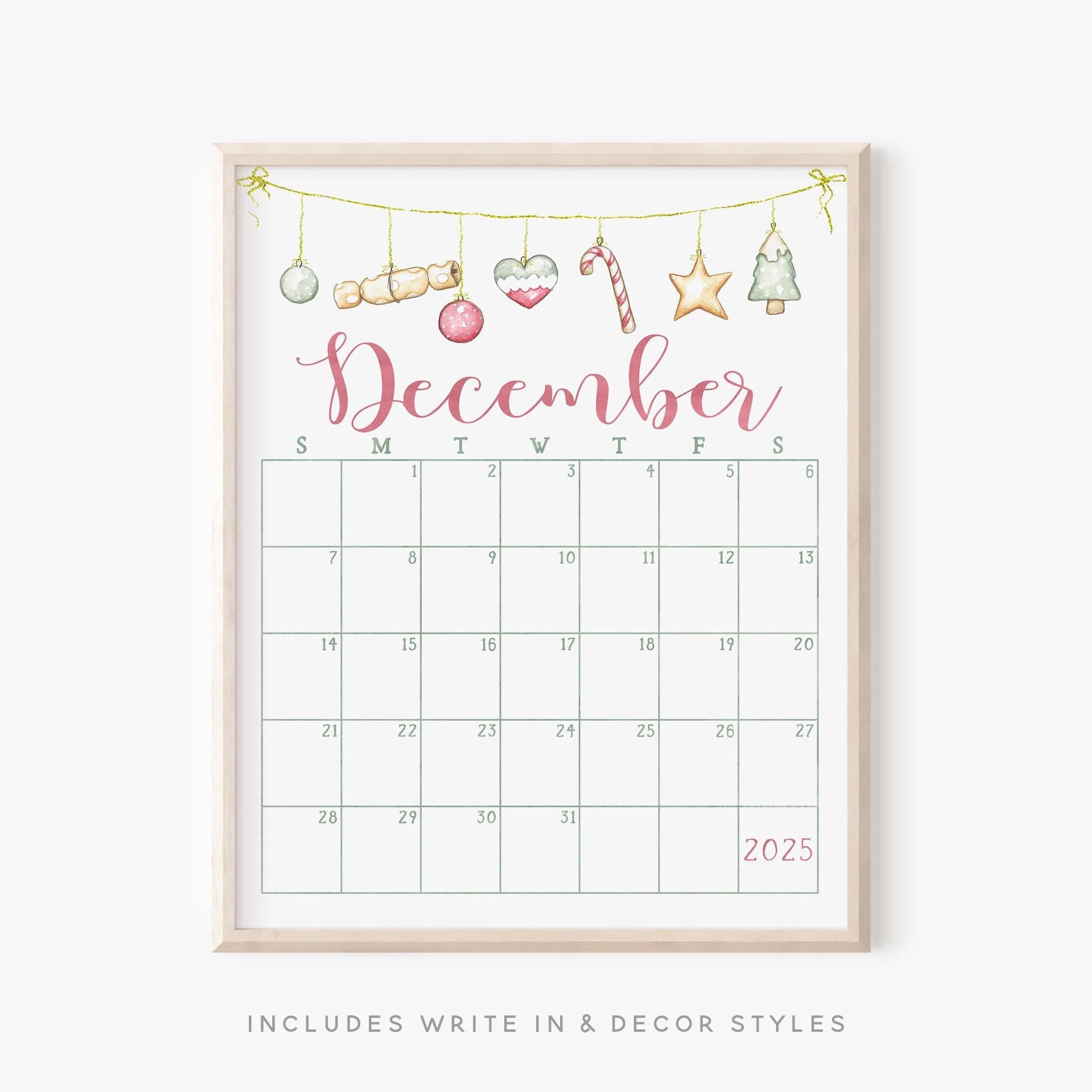 December Monthly Calendar 2025