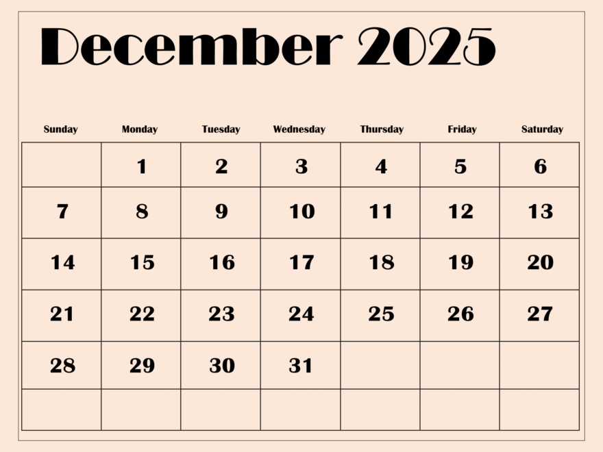 December 2025 Calendar Printable PDF Template With Holidays