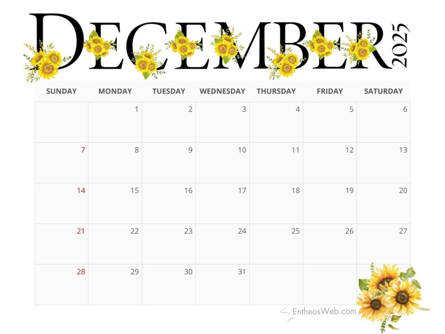 December 2025 Calendar Printables EntheosWeb