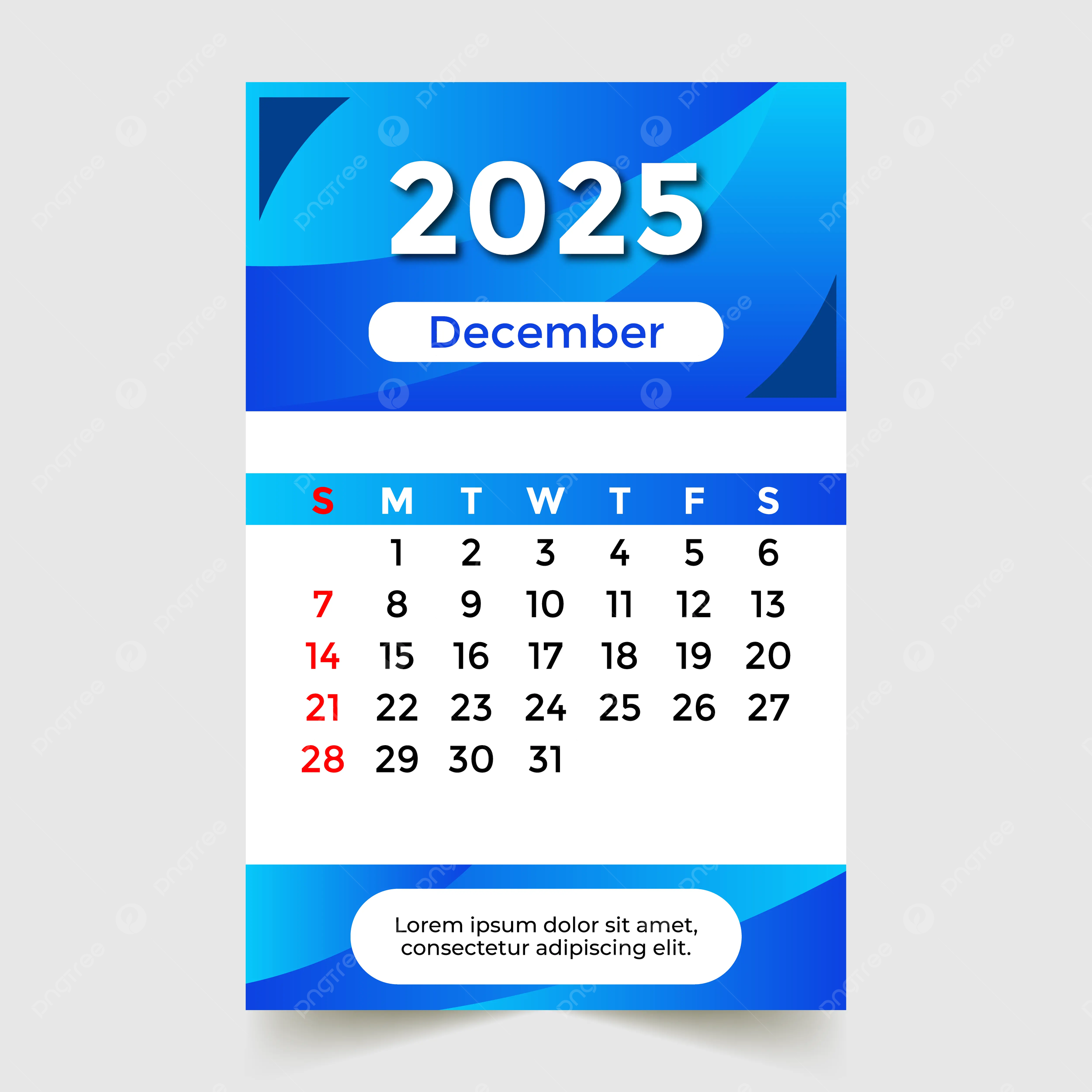 December 2025 Calendar Skyblue Vector Template Download On Pngtree