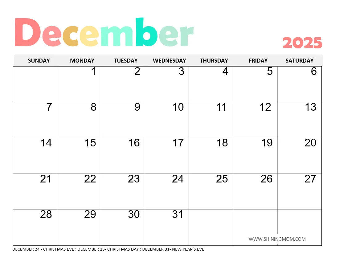 December 2025 Calendar Templates 40 Awesome Designs 