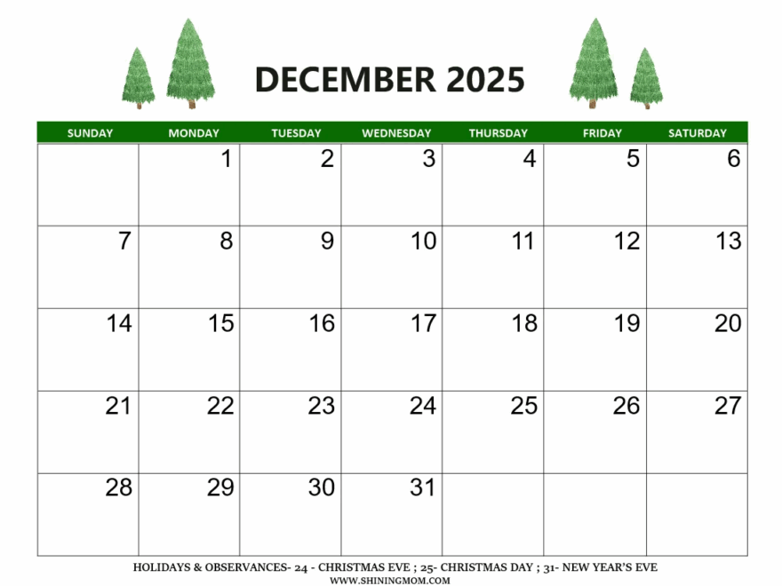 December 2025 Calendar Templates 40 Awesome Designs