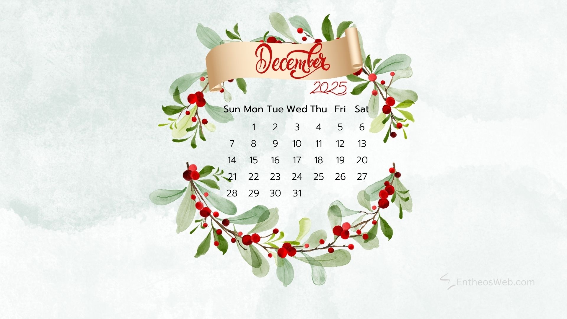 December 2025 Calendar Wallpaper
