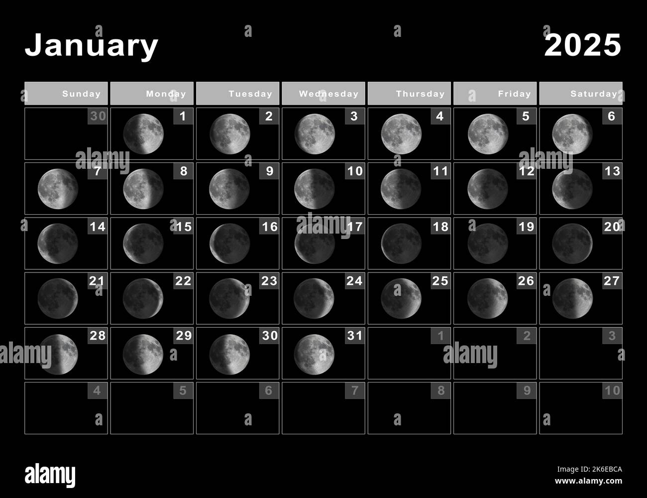 December 2025 Lunar Calendar Moon Cycles Moon Phases Stock Photo Alamy