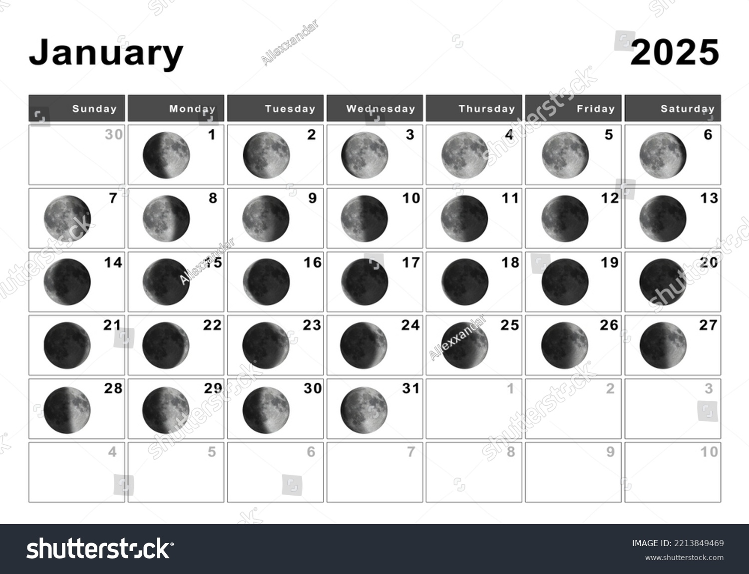 December 2025 Lunar Calendar Moon Cycles Stock Illustration 2213849469 Shutterstock