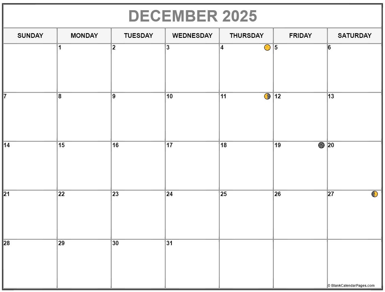 December 2025 Lunar Calendar Moon Phase Calendar