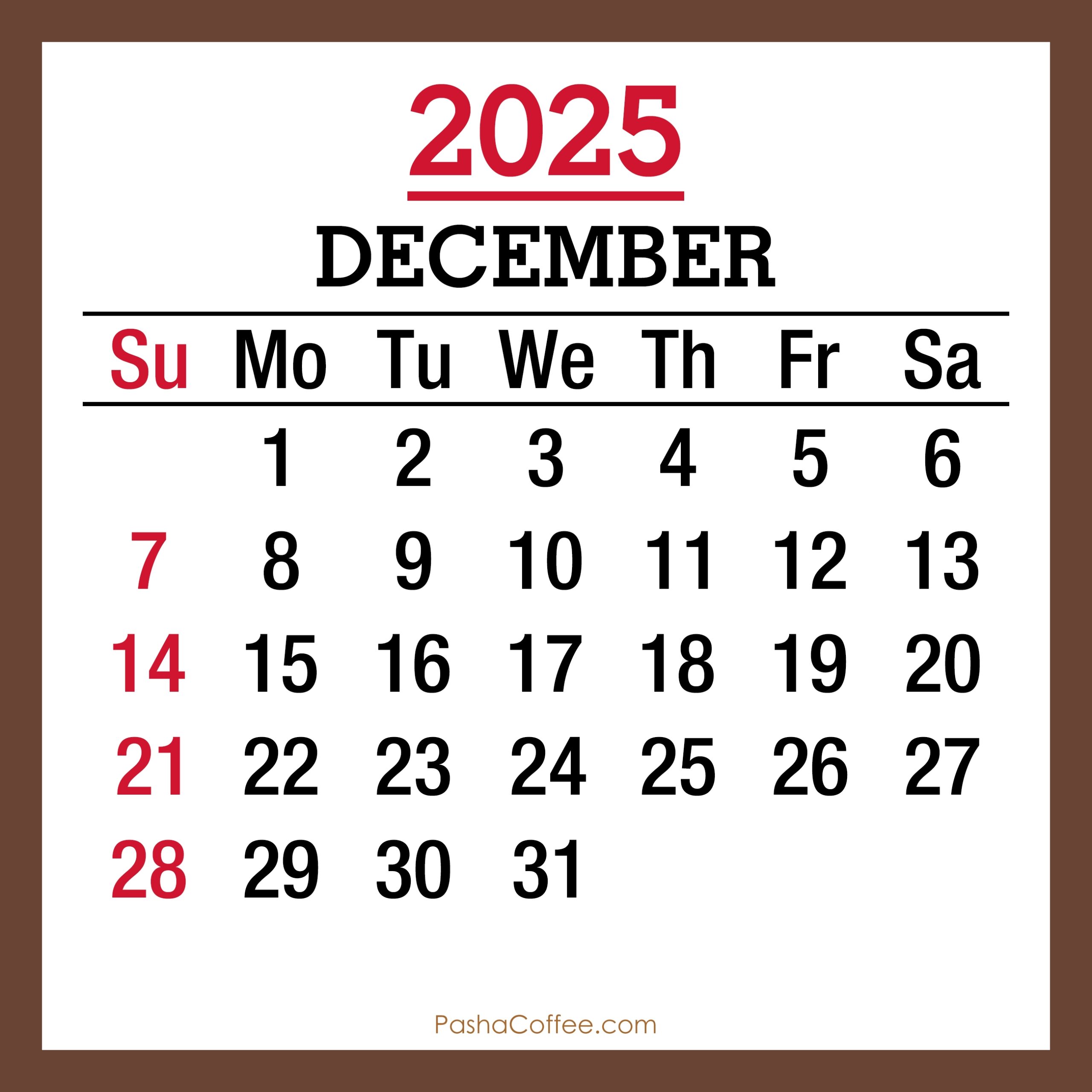 Calendar Of December 2025