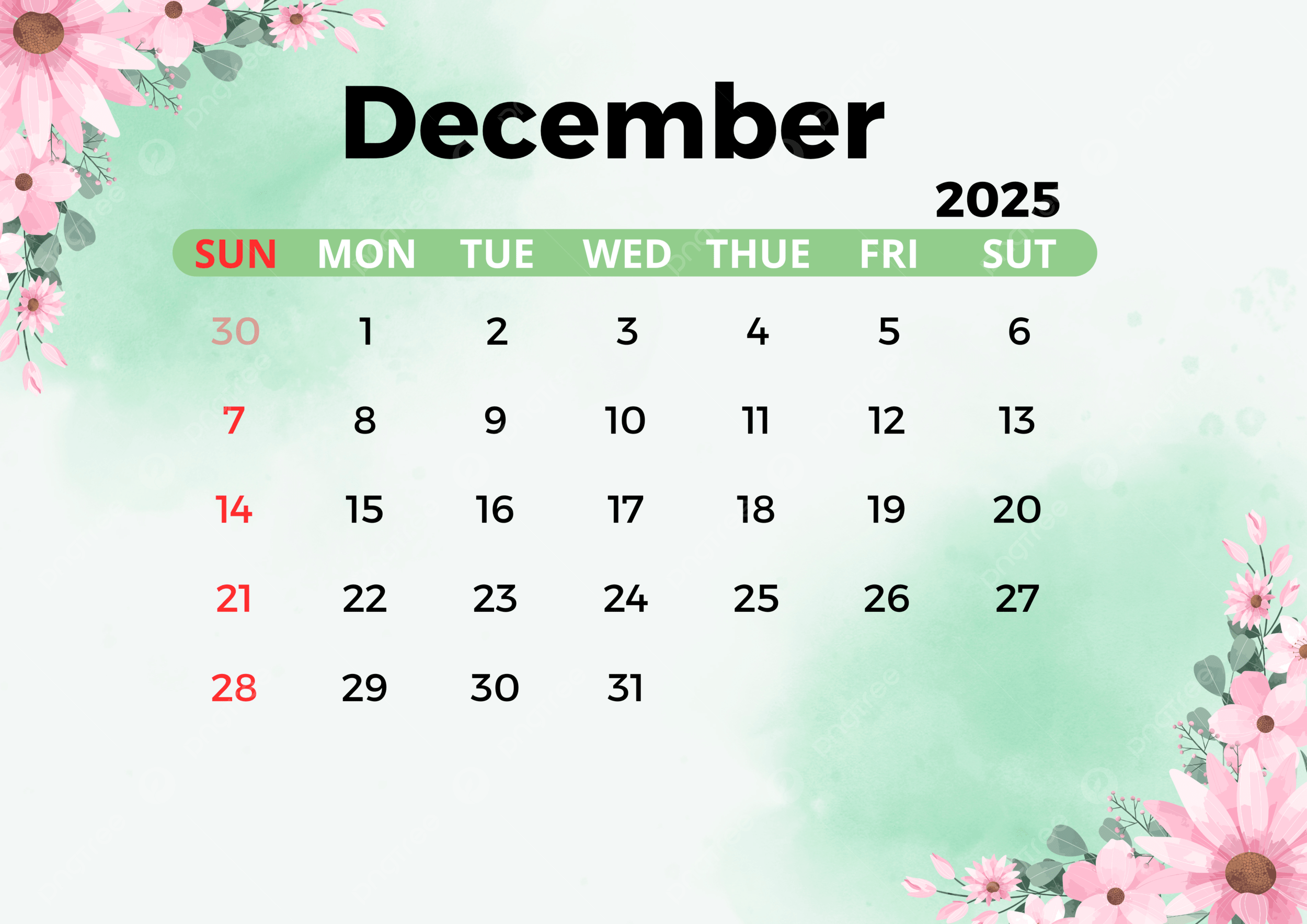 December 2025 Downloadable Calendar