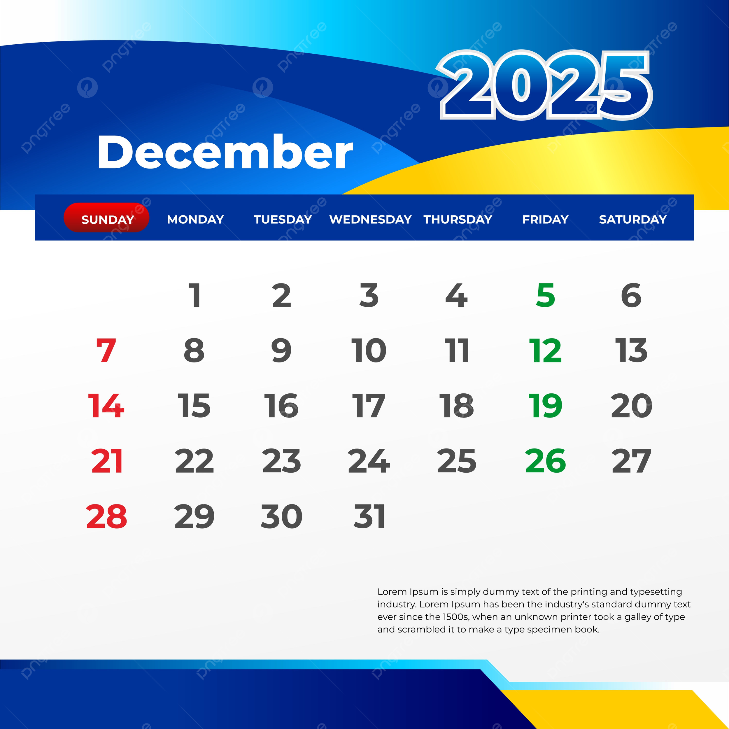 December 2025 Wall Calendar Print And Post On Social Media Vector Template Download On Pngtree