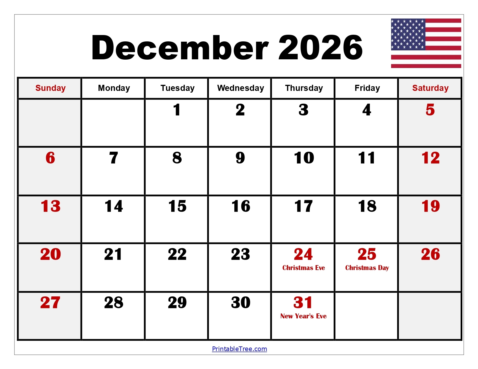 Free Printable Christmas Calendar 2026