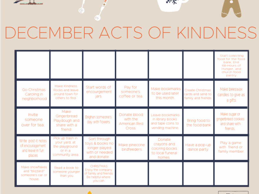 December Acts Of Kindness Calendar