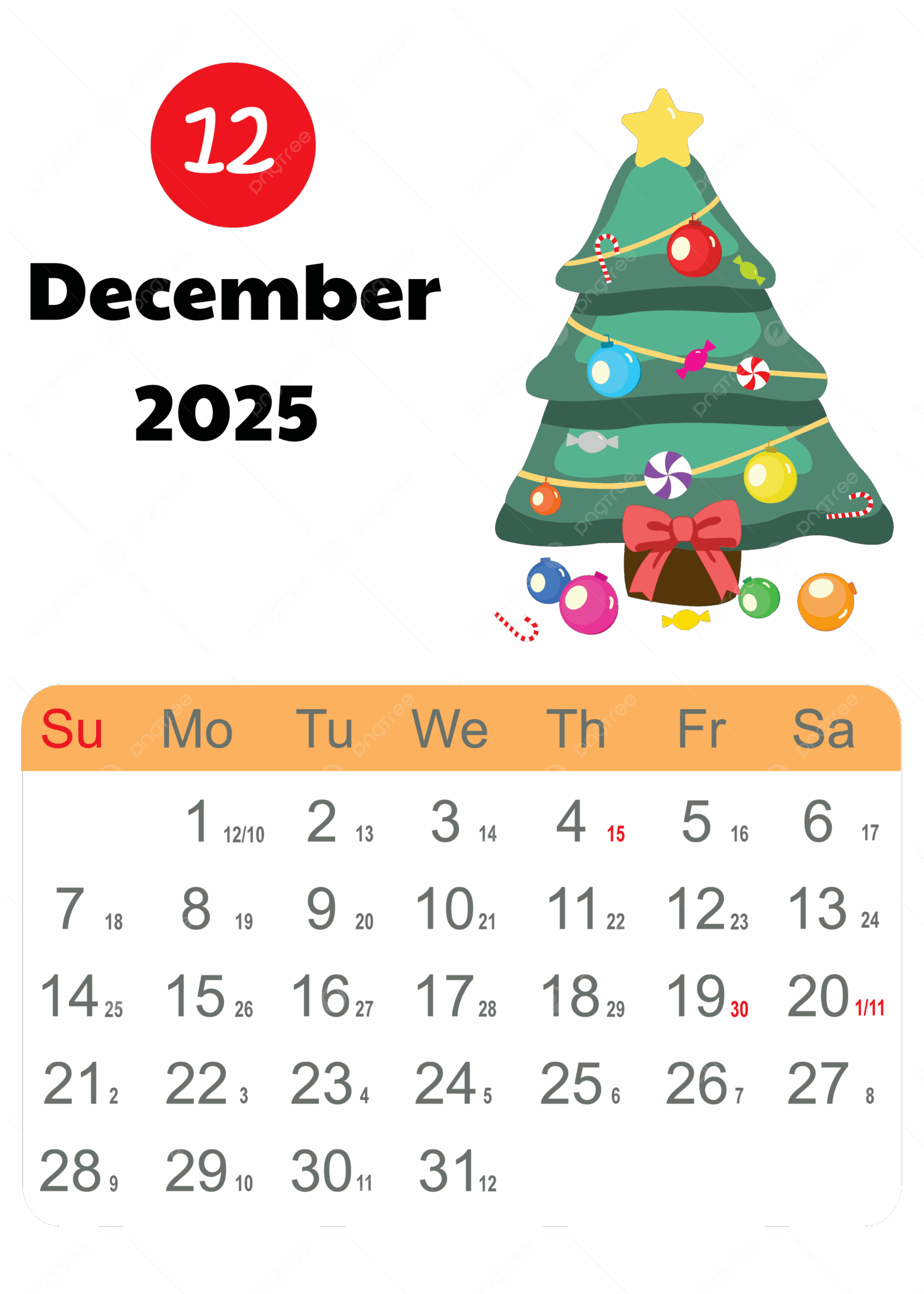 December Christmas Calendar 2025 Printable